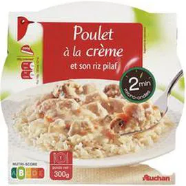 AUCHAN Poulet à la crème riz pilaf barquette 2 min micro ondes 300g