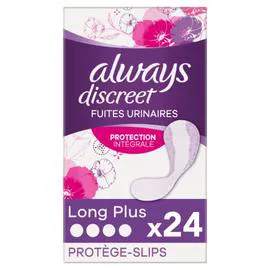 ALWAYS, DISCREET Protèges Slips Pour Fuites Urinaires Long Plus x24
