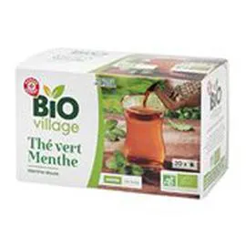 MARQUE REPÈRE, BIO VILLAGE Thé vert menthe x20 36g