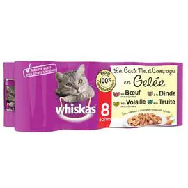 WHISKAS Pâtée pour chat aux viandes et poissons 8x390g