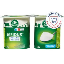 CARREFOUR CLASSIC' Yaourt bifidus nature 4x125g