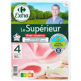 CARREFOUR EXTRA Jambon Le Supérieur avec couenne 4x40g