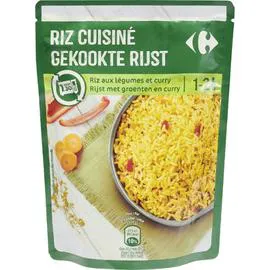 CARREFOUR Riz micro-ondes cuisiné légumes et curry 250g