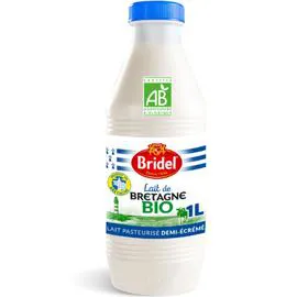 BRIDEL Lait Demi-Ecreme Bio Pasteurisé de Bretagne 1l