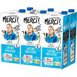 LES ELEVEURS VOUS DISENT MERCI Lait UHT demi-écrémé 6x1l