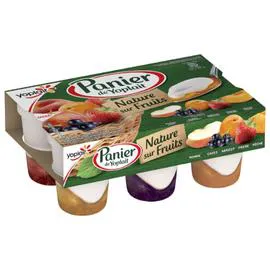 YOPLAIT, PANIER DE YOPLAIT Yaourt nature sur fruits pomme cassis abricot fraise pêche 6x140g