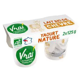 VRAI Yaourt de chèvre nature Bio 2x125g