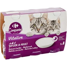CARREFOUR COMPANINO Boisson pour chats adultes & chatons 3x200ml