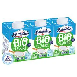 BRIDÉLICE Crème Fluide Bio Légère 15% Mat.Gr. 3x20cl