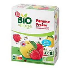 MARQUE REPÈRE, BIO VILLAGE Gourdes Pomme Fraises Bio 4x90g
