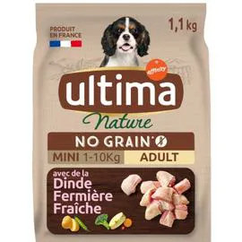 ULTIMA NATURE Croquettes pour chien petit sans céréales à la dinde 1,1kg