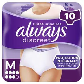 ALWAYS DISCREET Sous-vêtements incontinence plus M x10