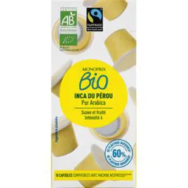 MONOPRIX BIO Café Pur Arabica Inca Du Pérou 10 Capsules 52g
