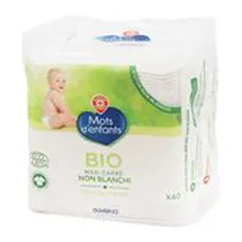 MARQUE REPÈRE, MOTS D'ENFANTS Maxi carré bébé Coton bio écru - x40 x40