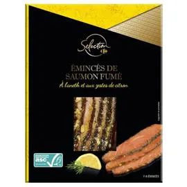 CARREFOUR SELECTION Saumon fumé émincés aneth citron 100g