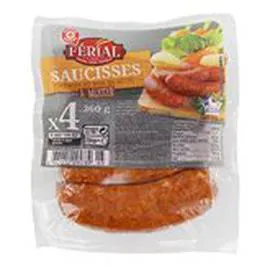 MARQUE REPÈRE, FÉRIAL Saucisses fumées VPF x4 360g