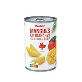 AUCHAN Mangue en tranches au sirop léger 235g