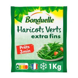 BONDUELLE Haricots verts extra-fins précuits à la vapeur 1kg