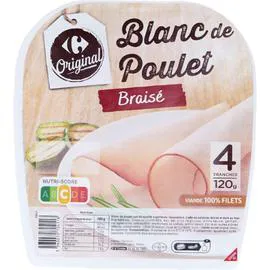 CARREFOUR ORIGINAL Blanc de poulet braisé 120g