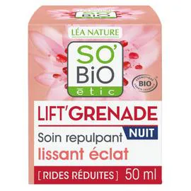 LÉA NATURE, SO'BIO ÉTIC Soin De Nuit Visage Repulpant Lissant Éclat Lift'Grenade Bio 50ml