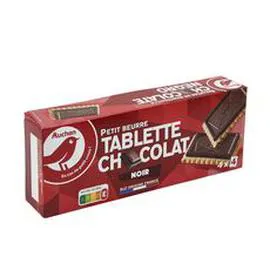 AUCHAN Petits beurre avec tablette de chocolat noir, sachets fraîcheur 150g