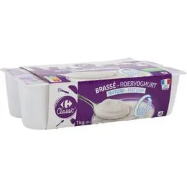CARREFOUR CLASSIC' Yaourts brassés nature 0% 8x125g