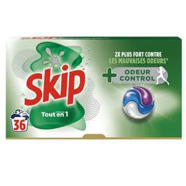  Capsules Lessive Tout en 1 Odeur Control+ SKIP x36