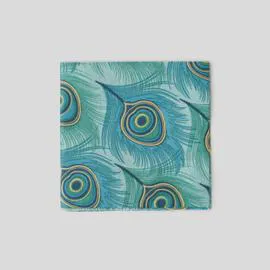 FRANÇOISE PAVIOT 20 serviettes paon vert, 25x25cm l'unité