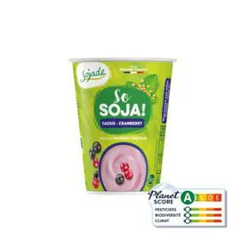 SOJADE Yaourt Végétal au Soja Cassis et Cranberry Bio 400g