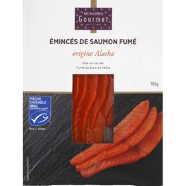 MONOPRIX GOURMET Emincés de saumon rouge du Pacifique sauvage fumé 100g