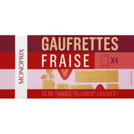 MONOPRIX Gaufrettes fines à la fraise 160g