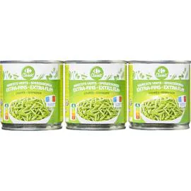 CARREFOUR CLASSIC' Haricots verts extra-fins coupés 3x110g