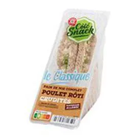 MARQUE REPÈRE, CÔTÉ SNACK Sandwich Poulet crudités 145g