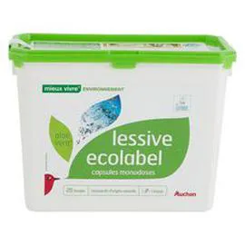 AUCHAN Lessive capsules ecolabel à l'aloé vera 528g