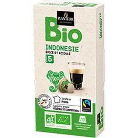 PLANTEUR DES TROPIQUES Capsules de café compatibles Nespresso moulu Indonésie BIO x10
