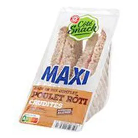 MARQUE REPÈRE, CÔTÉ SNACK Sandwich club maxi Poulet Roti crudités 190g