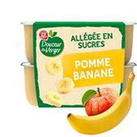 MARQUE REPÈRE, DOUCEUR DU VERGER Compote allegée pomme banane 4x100g