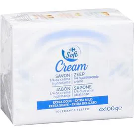 CARREFOUR SOFT Savon 1/4 de crème hydratante 4x100g