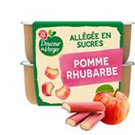 MARQUE REPÈRE, DOUCEUR DU VERGER Compote pomme rhubarbe 4x100g
