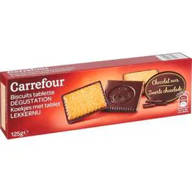 CARREFOUR Biscuits tablette chocolat noir 125g