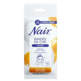 NAIR Bande De Cire Visage Peaux Sensibles Aux Extraits De Lait & Miel x12