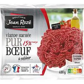 JEAN ROZÉ Viande hachée pur boeuf à cuisiner 15% MG 400g
