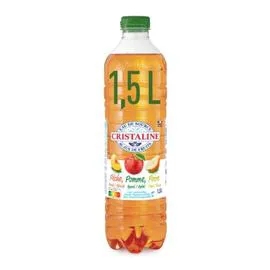 CRISTALINE Eau de source aromatisée pêche pomme poire 1,5l