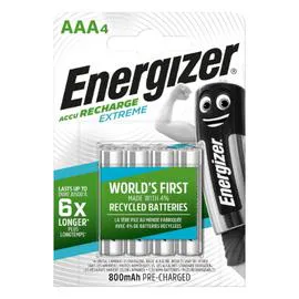 ENERGIZER Piles rechargeables AAA/HR3 800mAh accu Extreme x4