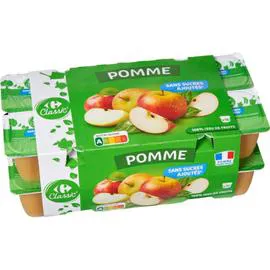 CARREFOUR CLASSIC' Compote pomme sans sucres ajoutés 16x100g