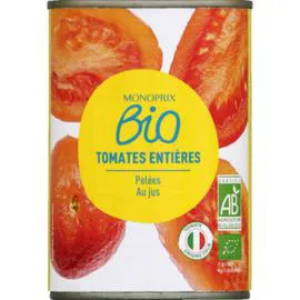 MONOPRIX BIO Tomates entières pelées bio 400g