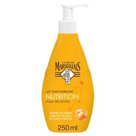 LE PETIT MARSEILLAIS Lait Hydratant parfum Beurre de karité, Amande douce & Huile d'argan pour peaux très sèches 250ml