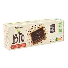 AUCHAN BIO Biscuits petit beurre avec tablette de chocolat noir 150g