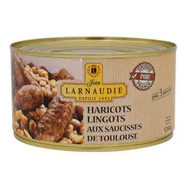 JEAN LARNAUDIE Plat cuisiné haricots lingots au saucisses de Toulouse 1,24kg