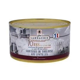 JEAN LARNAUDIE Plat cuisiné saucisses de Toulouse aux lentilles 1,28kg